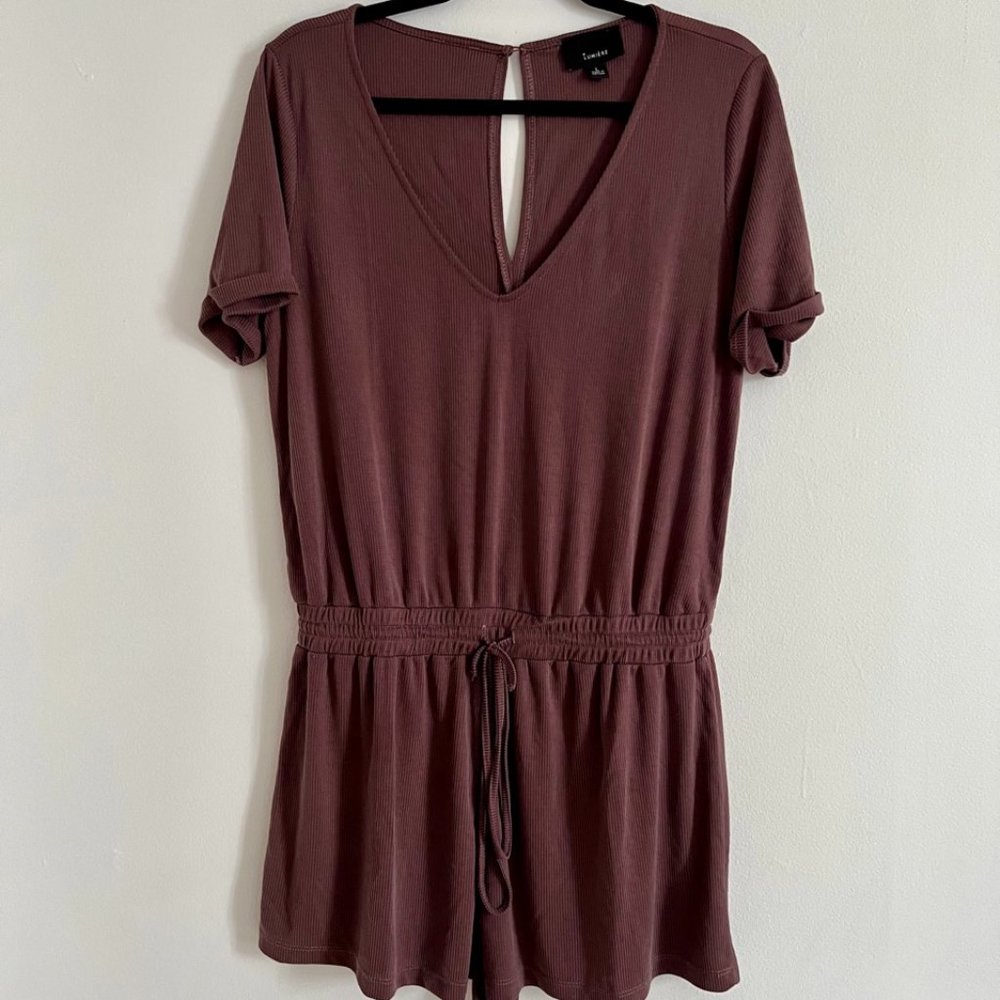Lumière ribbed v-neck romper